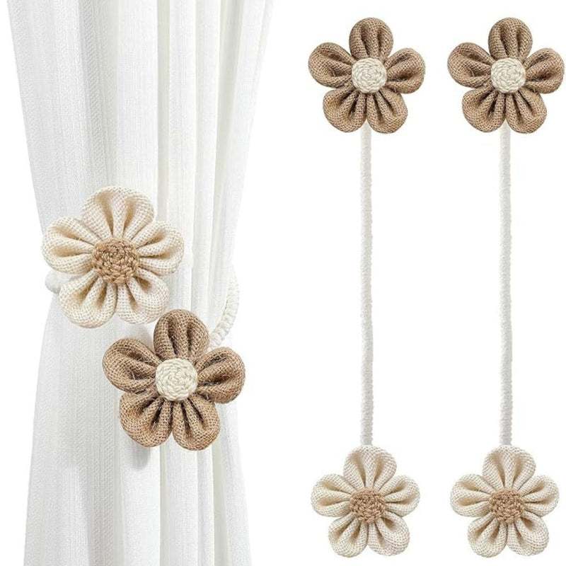 Floral Hemp Curtain Tie Back | 2Pcs Set