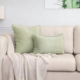 Plush Ribbed Pom-Pom Cushion Cover