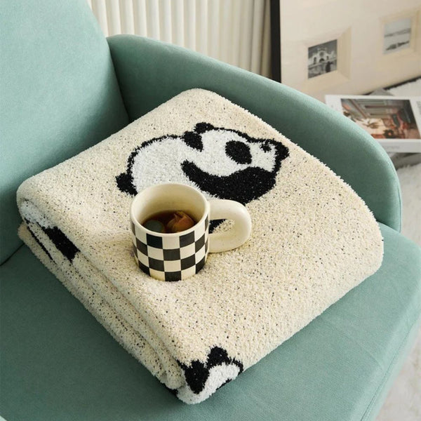 Kawaii Panda Knitted Blanket