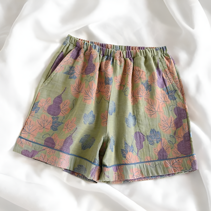 Floral Print Elastic Waist Shorts