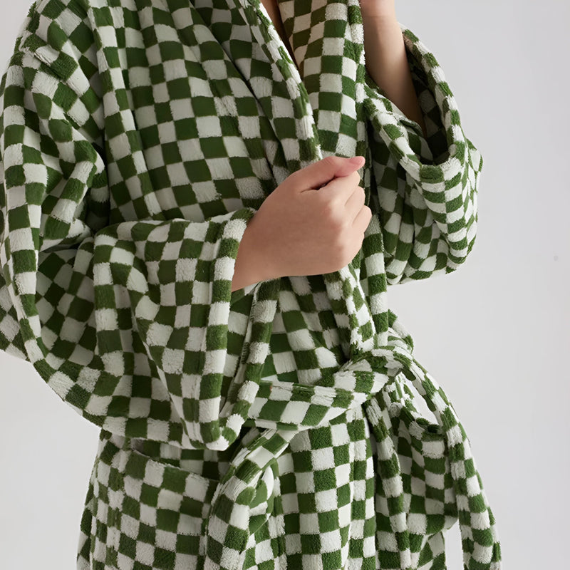 Cloud Weave Checkerboard Bathrobe