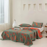 Ginkgo Orange Leaf Floral Pattern Coverlet