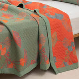 Ginkgo Orange Leaf Floral Pattern Coverlet