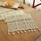 Lace Crochet Tassel Table Runner