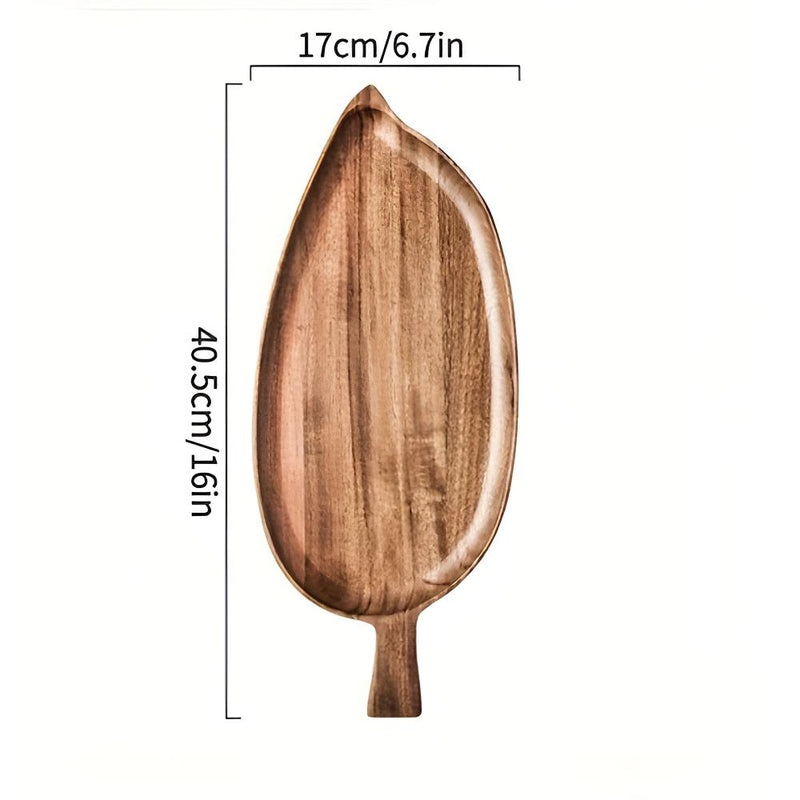 Leaf-Shaped Wooden Serving Plate