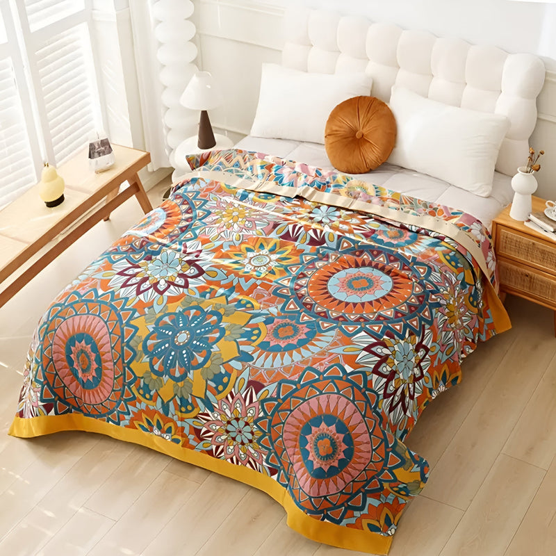 Moroccan Floral Jacquard Cotton Blanket