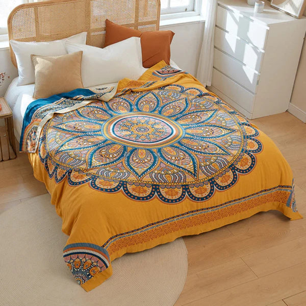 Golden Lotus Comfort Reversible Blanket