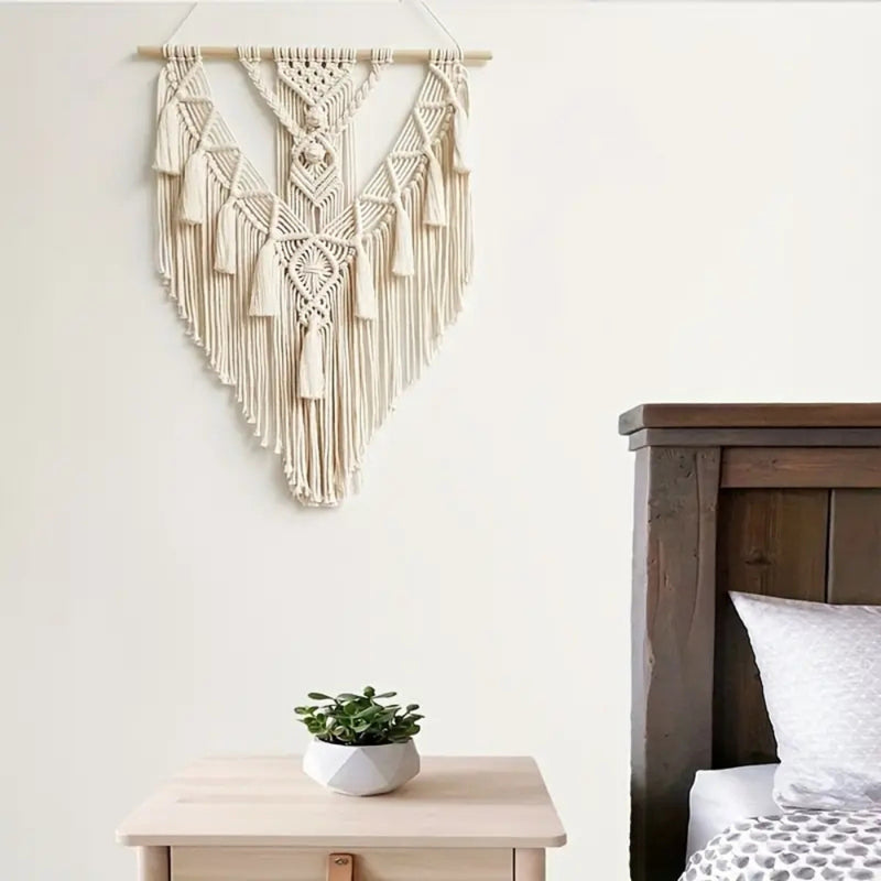 Fringed Geometric Wall Hanging Macrame