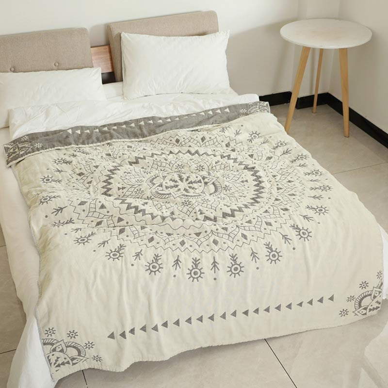 Mandala Art Pattern Reversible Cotton Blanket