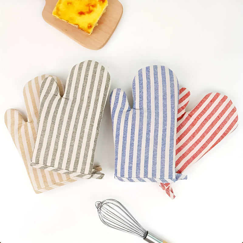 Premium Striped Heat-Resistant Oven Mitt