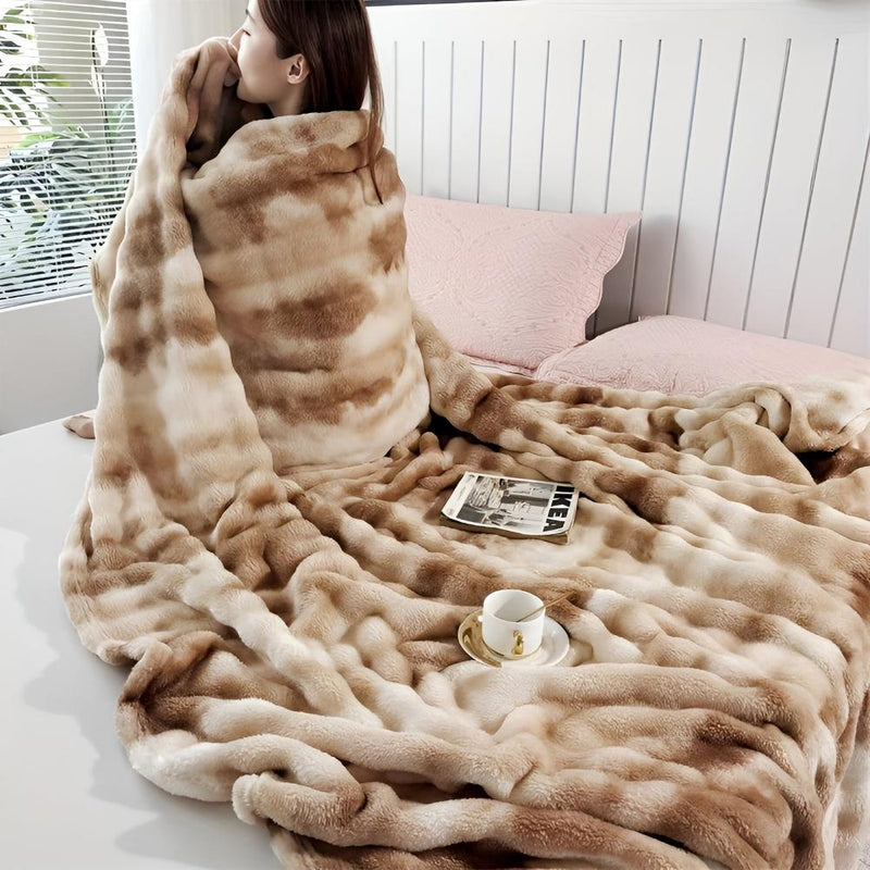 Ripple Tie-Dye Faux Fur Blanket