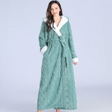 Plush Knitted Long Hooded Robe