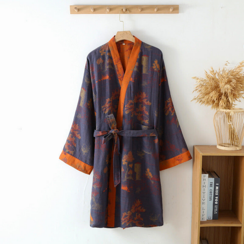 Pure Cotton Rustic Elegance Kimono Bathrobe