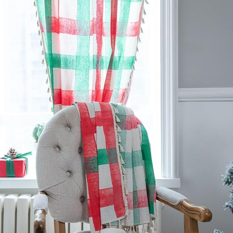 Merry & Bright Plaid Semi-Shading Curtain