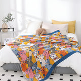 Playful Dog Print Cotton Blanket