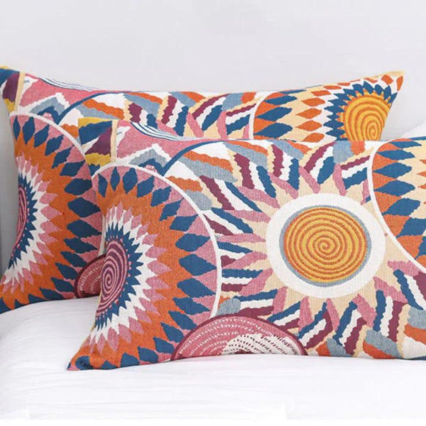 Nordic Sun Print Button Cotton Pillowcases (2pcs)