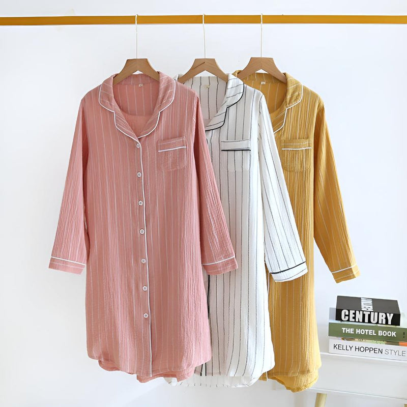 Pastel Striped Cotton Nightdress