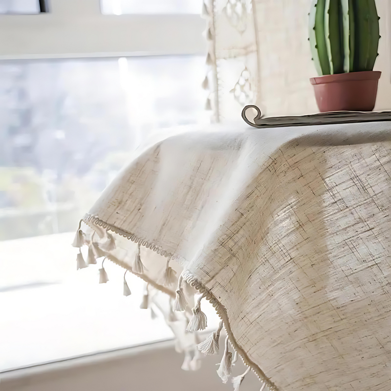 Farmhouse Chic Linen Geometric Curtain