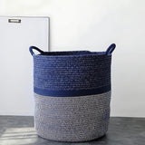 Blue Cotton Rope Laundry Basket