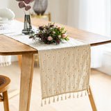 Playful Daisy Embroidered Boho Table Runner