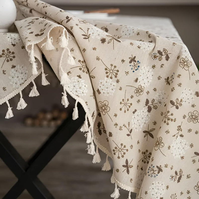 Dandelion Beige Tassel Tablecloth