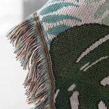 Palm Leaves Sofa Cover Tassel Blanket