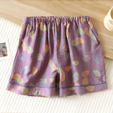 Seashell Print Elastic Waist Shorts