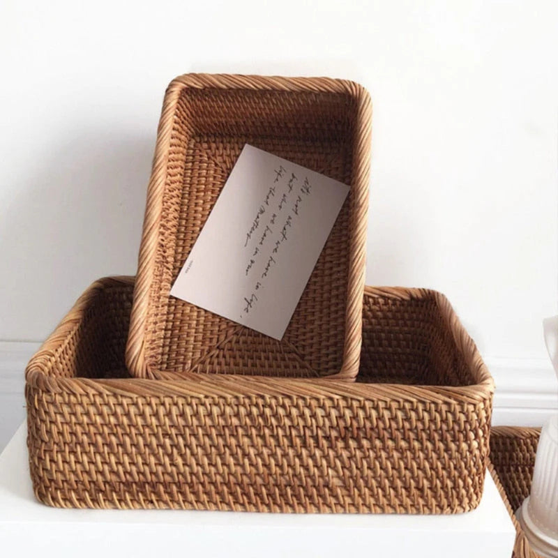 Artisan Rectangular Rattan Storage Basket