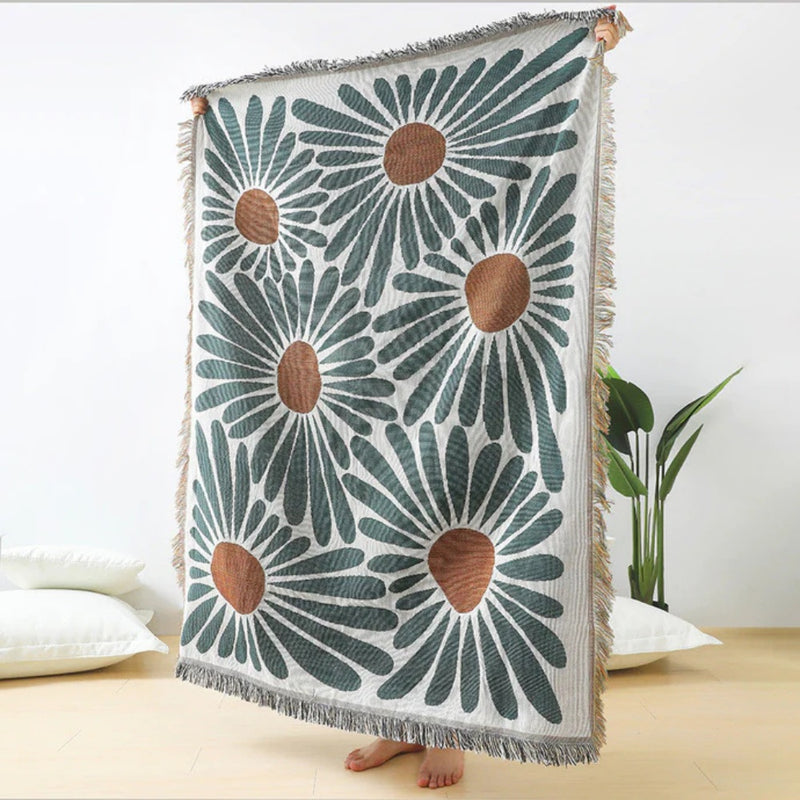 Floral Daisy Woven Throw Blanket