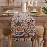 Vintage Floral & Bird Jacquard Table Runner