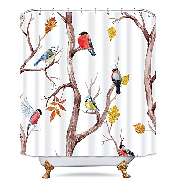 Natural Style Bird & Tree Branches Shower Curtain