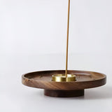 Round Wood and Copper Incense Holder