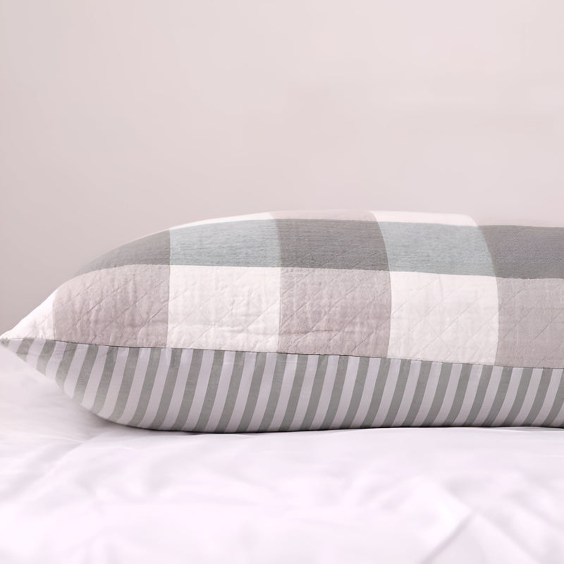 Checked & Striped Cotton Pillowcase