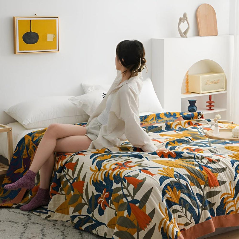 Sunrise Flora Cotton Blanket