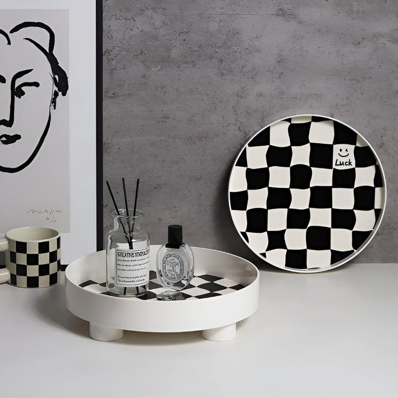 Round Checkerboard Storage Tray