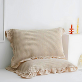 Waffle Weave Cotton Pillowcases with Ruffle (2PCS)