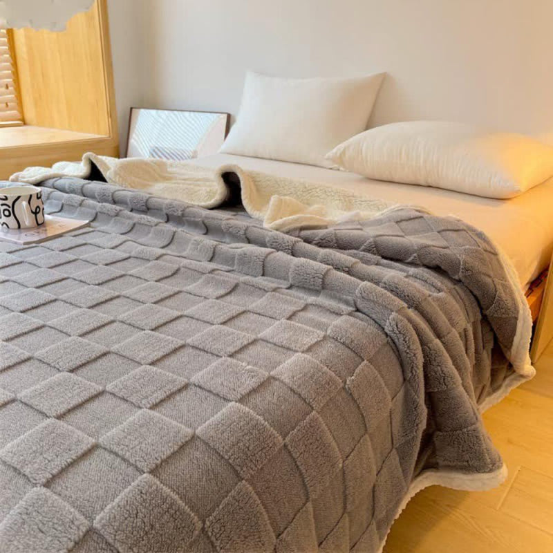 Plush Square Checkerboard Blanket