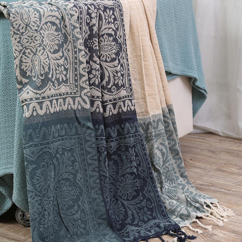 Floral Tassel Knit Bohemian Blanket