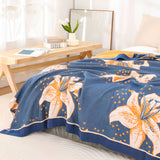 Serene Lily Floral Cotton Blanket