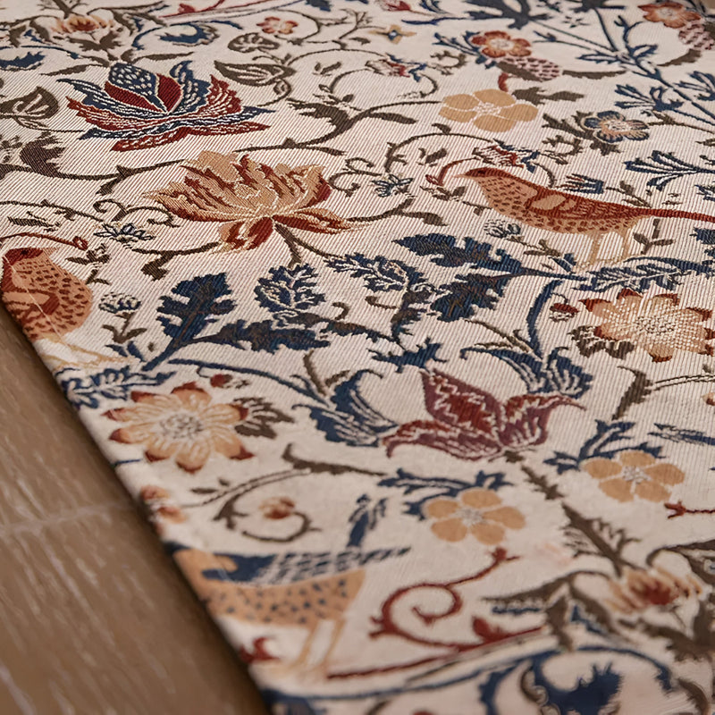 Vintage Floral & Bird Jacquard Table Runner