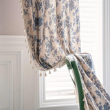 Blue Rose Floral Home Curtain