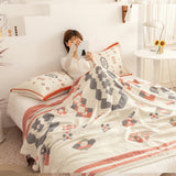 Chevron Design Four-Layer Cotton Blanket