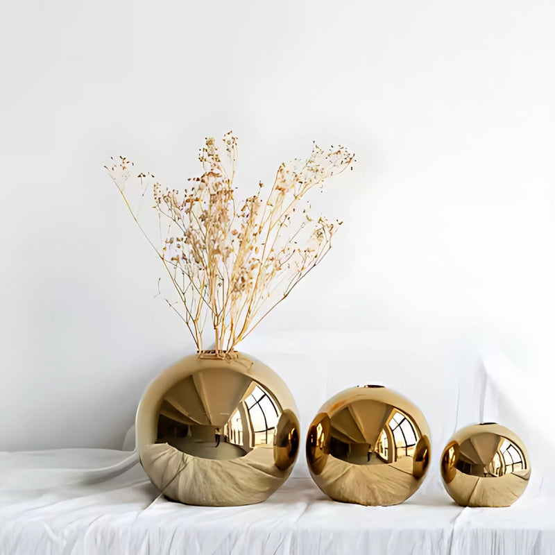 Opulent Golden Ball Vase Collection