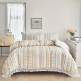 Soft Stripe and Tassel Quilt Set | 3pcs