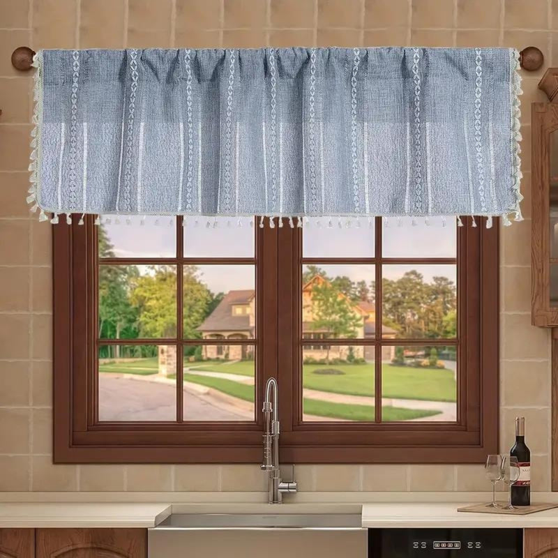 Boho Cotton Linen Kitchen Curtains Casa & Beyond