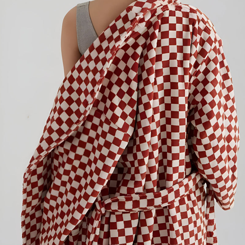 Cloud Weave Checkerboard Bathrobe