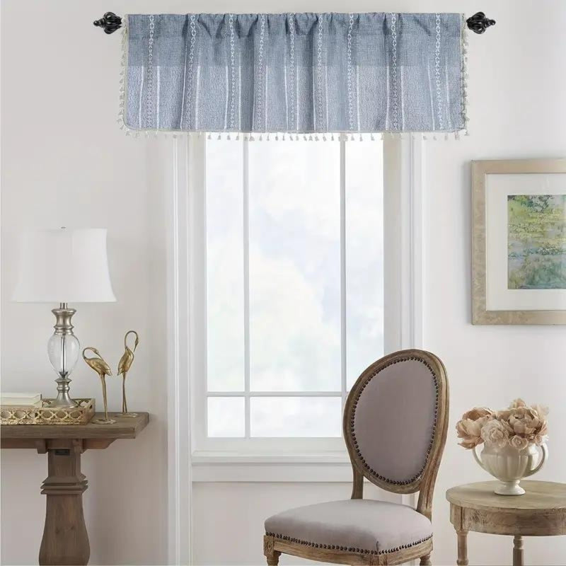 Boho Cotton Linen Kitchen Curtains Casa & Beyond