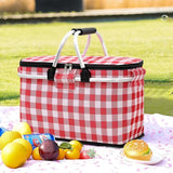 Foldable Checkered Picnic Basket