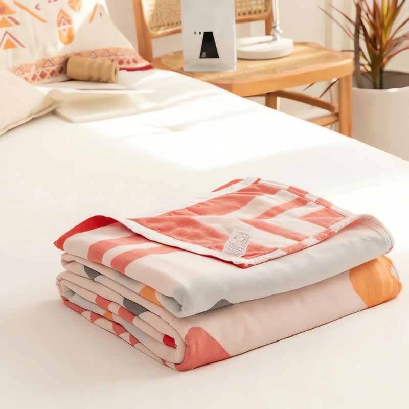 Chevron Design Four-Layer Cotton Blanket