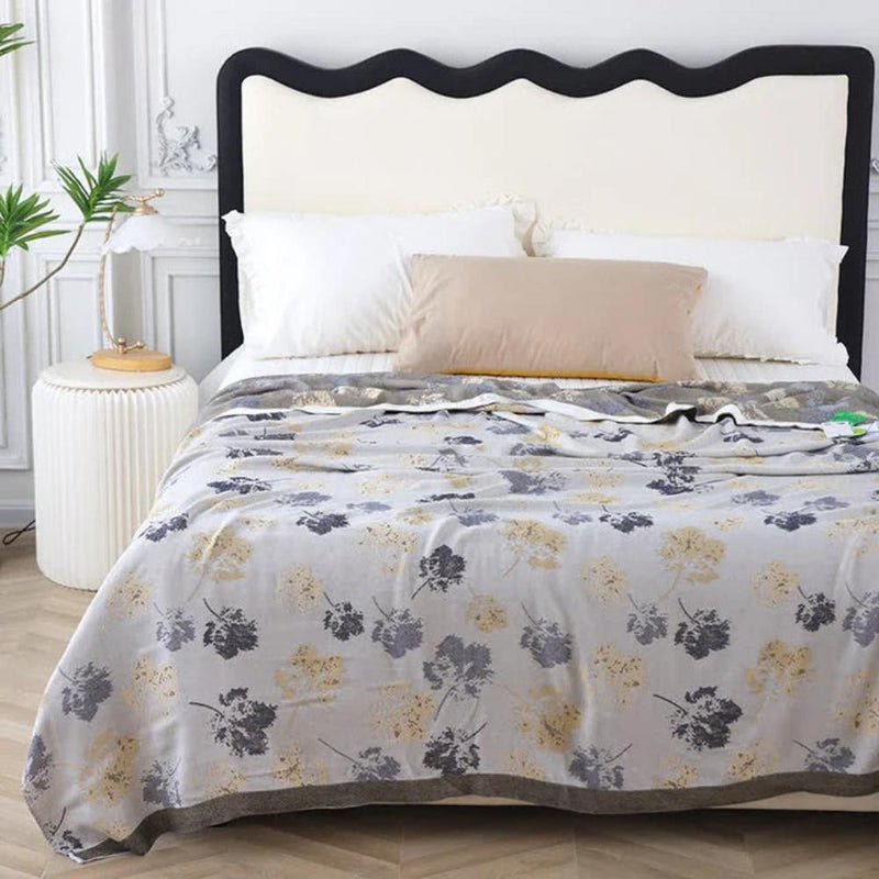 Elegant Leaf Bamboo Fiber Cooling Blanket